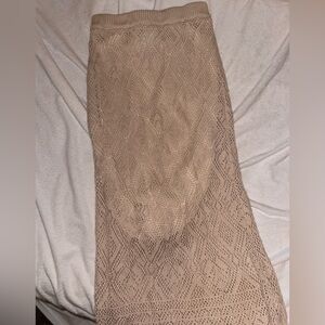 Elegant Tan Lace Maxi Skirt